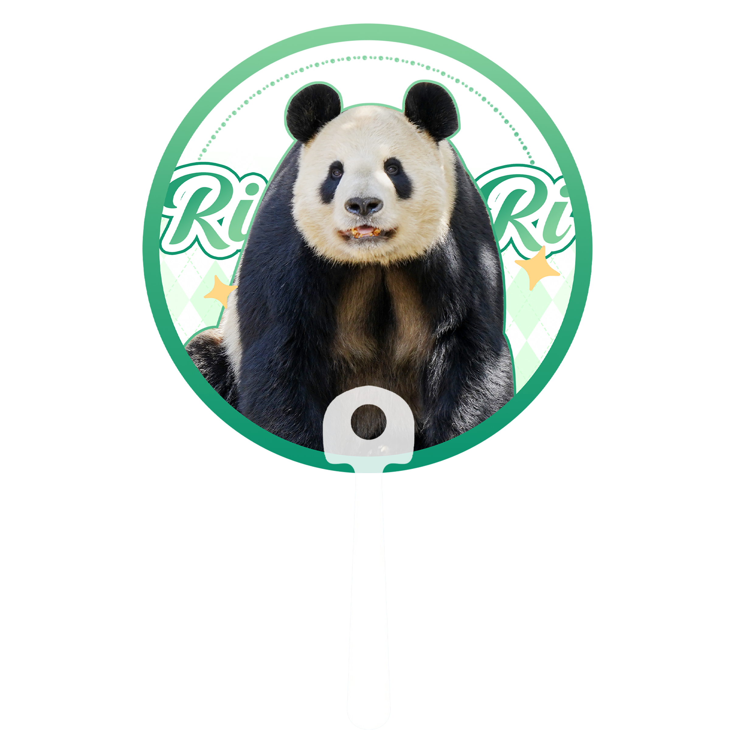 上野パンダファミリー応援うちわ（PVC素材）